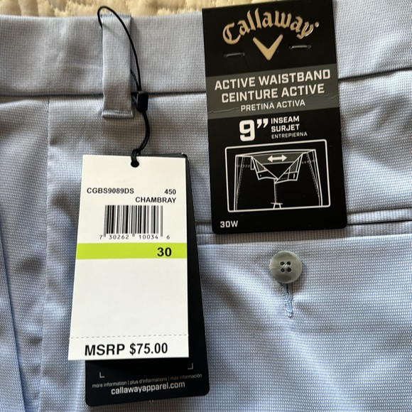 Callaway Men’s Shorts Active Waistband 9” Inseam 30W - Picture 5 of 5